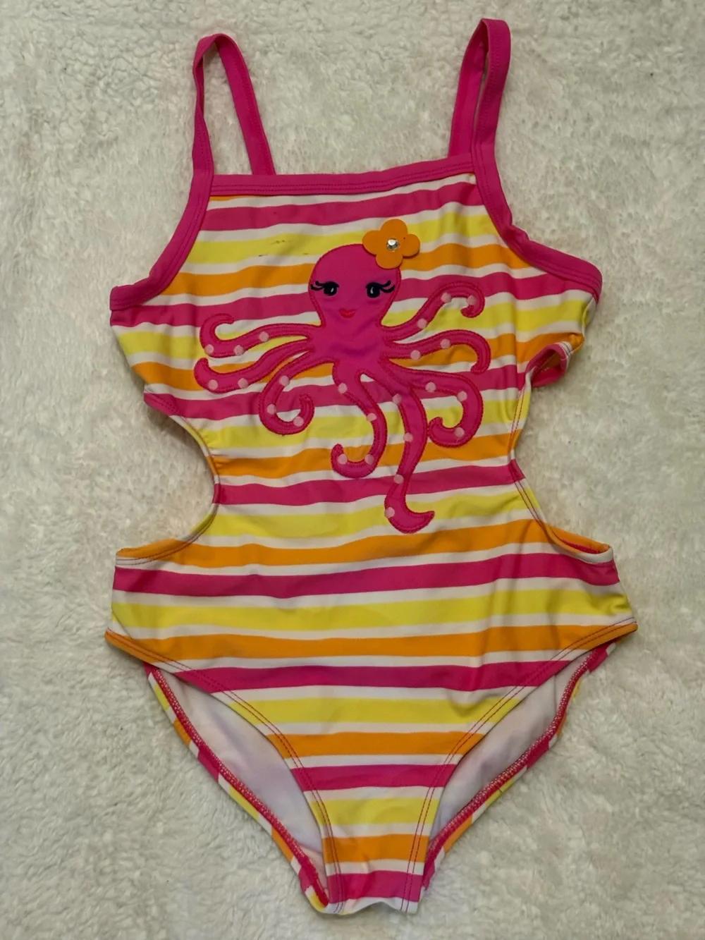 Gymboree Pink, Yellow & Orange Striped Octopus One-Piece Swimsuit